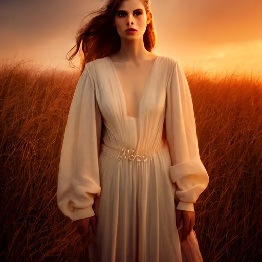 Image similar to photographic portrait of a stunningly beautiful fashionable female in soft dreamy light at sunset, contemporary fashion shoot, by edward robert hughes, annie leibovitz and steve mccurry, david lazar, jimmy nelsson, breathtaking, 8 k resolution, extremely detailed, beautiful, establishing shot, artistic, hyperrealistic, beautiful face, octane render