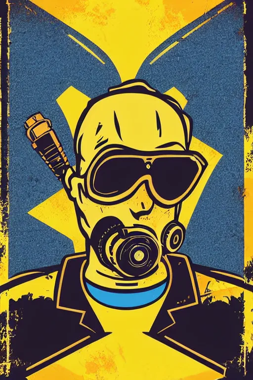 Image similar to fallout 7 6 retro futurist illustration art by butcher billy, sticker, colorful, illustration, highly detailed, simple, smooth and clean vector curves, no jagged lines, vector art, smooth andy warhol style