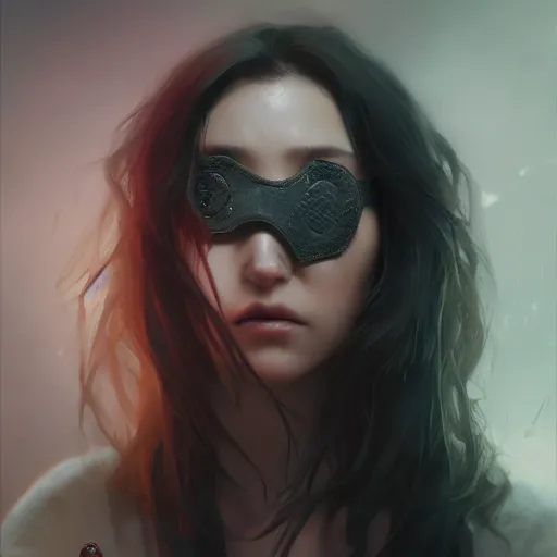 Image similar to a vampire covering her eyes, ultra high detailed, oil painting, greg rutkowski, charlie bowater, yuumei, yanjun cheng, unreal 5, daz, hyperrealistic, octane render, rpg portrait, dynamic lighting