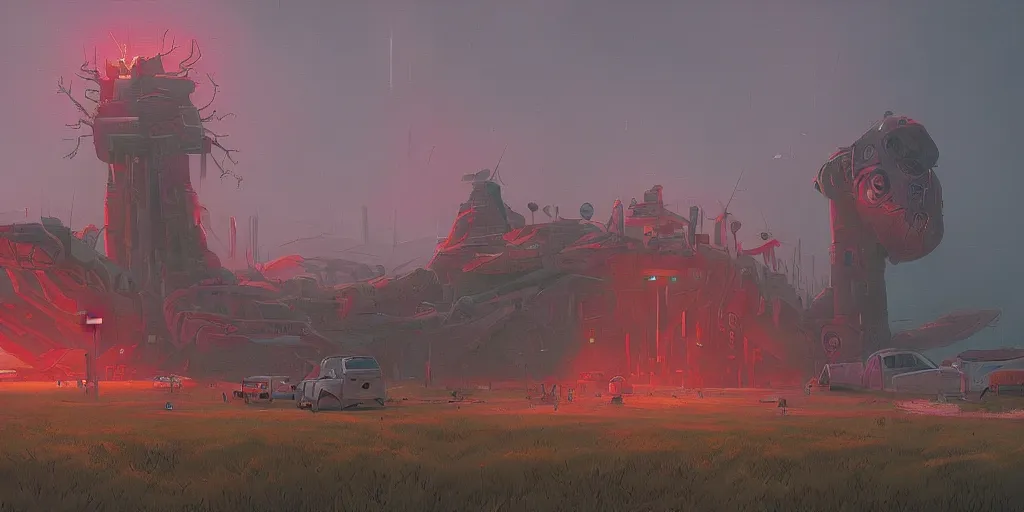 Image similar to the destroyer of worlds, art by simon stalenhag