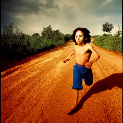 Prompt: closeup portrait of Sonic escaping from the city, by Steve McCurry and David Lazar, natural light, detailed face, CANON Eos C300, ƒ1.8, 35mm, 8K, medium-format print