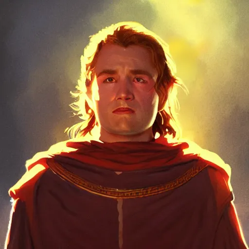 Image similar to Bright, colorful, realistic lord of the rings single individual dramatic backlighting, golden hour, kodachrome, high contrast, highly detailed, sharp focus, digital painting, concept art, illustration, trending on artstation, comic book by Alex Ross cover art