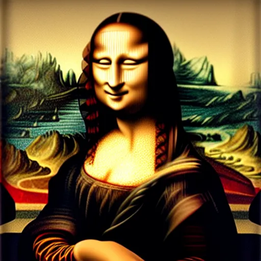 Image similar to the Mona Lisa smoking a cigar
