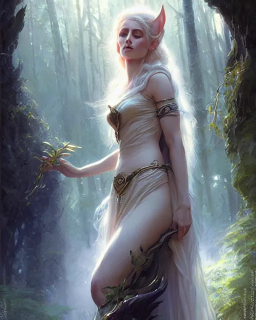 Image similar to elven goddess of dreams | | realistic shaded, fine details, fine - face, realistic shaded lighting poster by greg rutkowski, magali villeneuve, artgerm, jeremy lipkin, michael garmash, rob rey