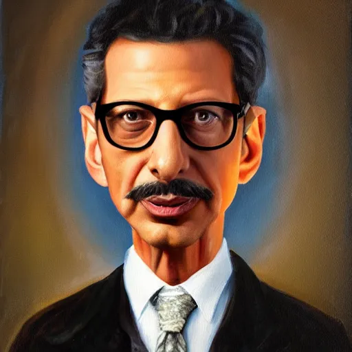 Prompt: Jeff goldblum as Mario, oil painting Rembrandt
