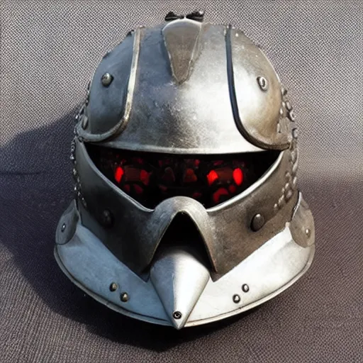 Image similar to cyberpunk frog-mouth medieval helmet