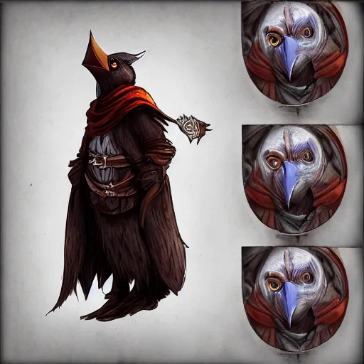 Image similar to Kenku Cardinal-Person Druid, Vine whip, epic dnd character art, cute, character portrait, digital drawing, hyper-detailed, trending on artstation