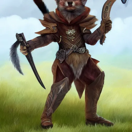 Image similar to a valiant weasel wearing a fantasy ranger outfit, fighting against the invading mice, furry art, artstation, 4k