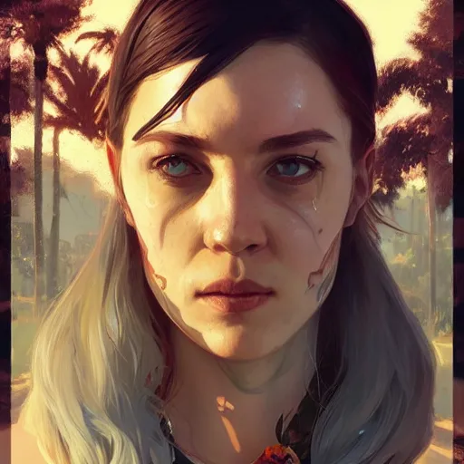 Image similar to highly detailed portrait 💀💎 in gta v, stephen bliss, unreal engine, fantasy art by greg rutkowski, loish, rhads, ferdinand knab, makoto shinkai and lois van baarle, ilya kuvshinov, rossdraws, tom bagshaw, global illumination, radiant light, detailed and intricate environment