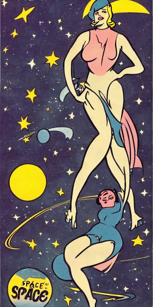 Image similar to old 1930s cartoon, space babe