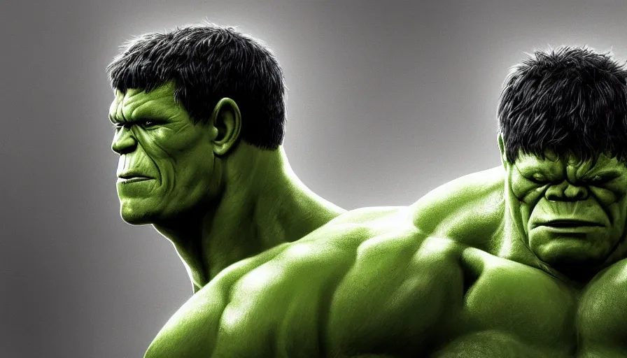 Prompt: Digital painting of John Cena as Hulk, hyperdetailed, artstation, cgsociety, 8k