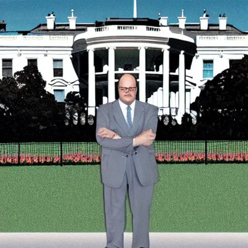 Image similar to president george costanza stands in front of the white house