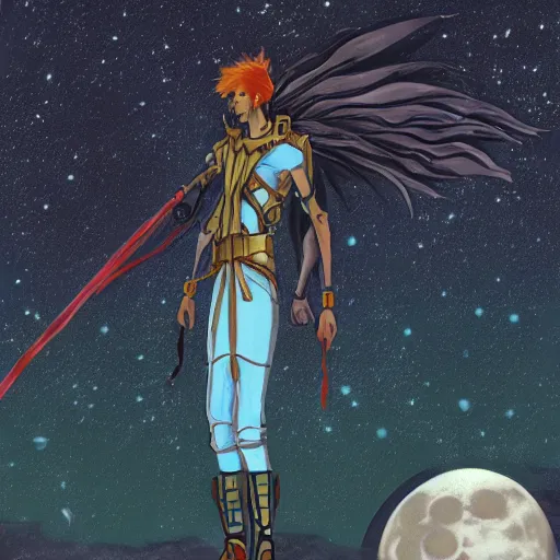 Image similar to concept art of Ankh in front of the moon