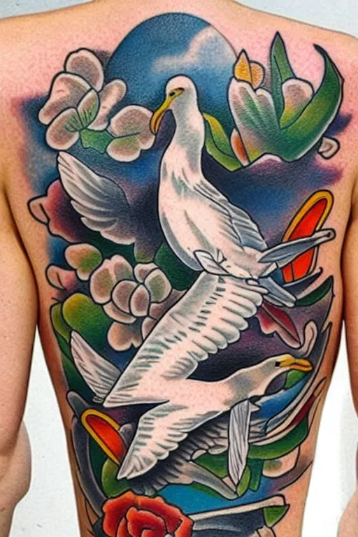 flying fish tattoo traditional