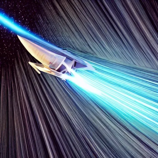 Prompt: spaceship entering hyperspace, photo