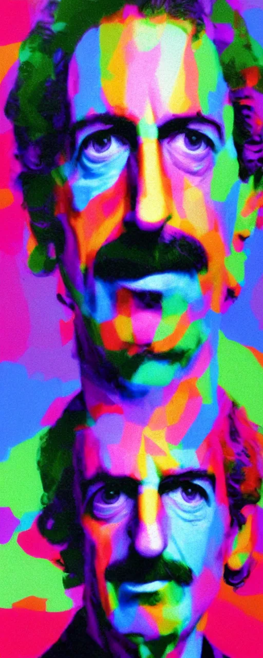 Prompt: A 3d rendered colourful portrait of frank zappa, digital art