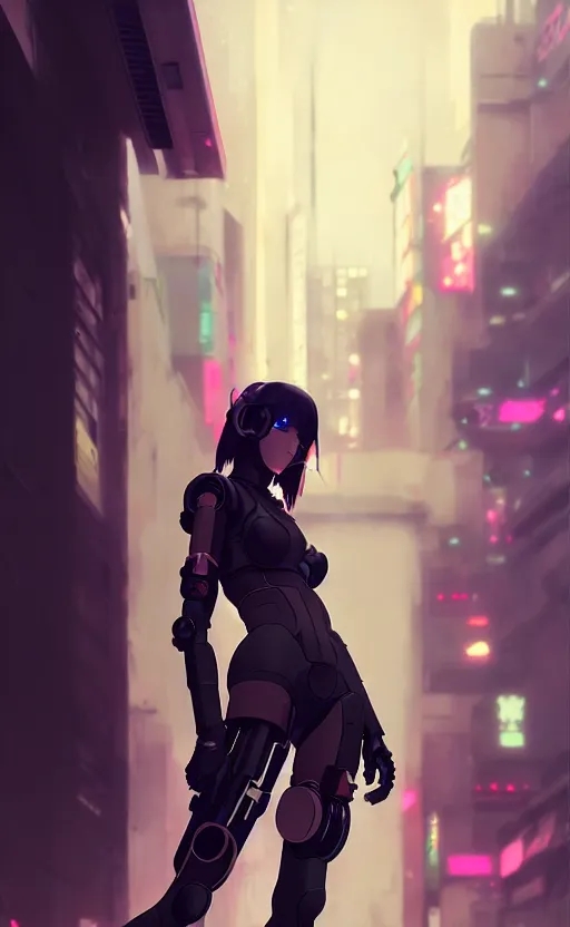 Image similar to cyberpunk anime girl mech, cyberpunk accessory, 3 / 4 shot, street night, beautiful face, grafity, arcane, detail, good face, pose model, concept art, in style of yoji shinkawa, pan ren wei, col price, atey ghailan, by greg rutkowski, aesthetic, digital painting, 3 d