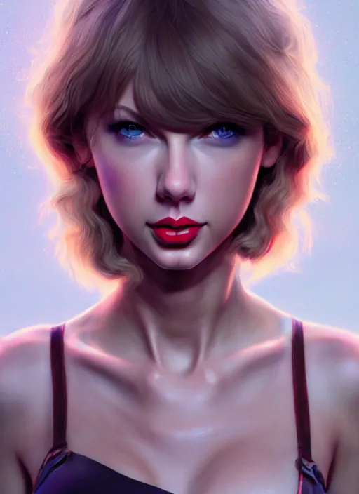 Image similar to taylor swift, evangelion, au naturel, hyper detailed, digital art, trending in artstation, cinematic lighting, studio quality, smooth render, frostbite 3 engine rendered, art style by klimt and nixeu and ian sprigger and wlop and krenz cushart