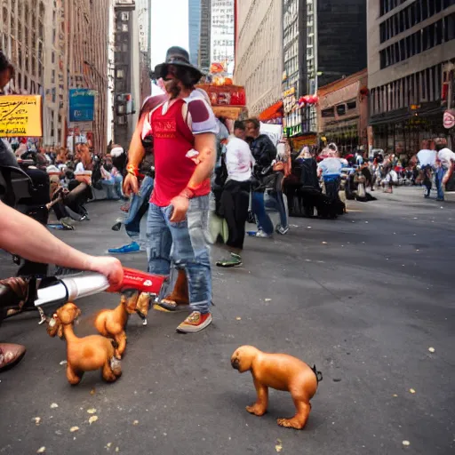 Prompt: 4 k photo of the hot dog incident of 2 0 1 6 in new york city