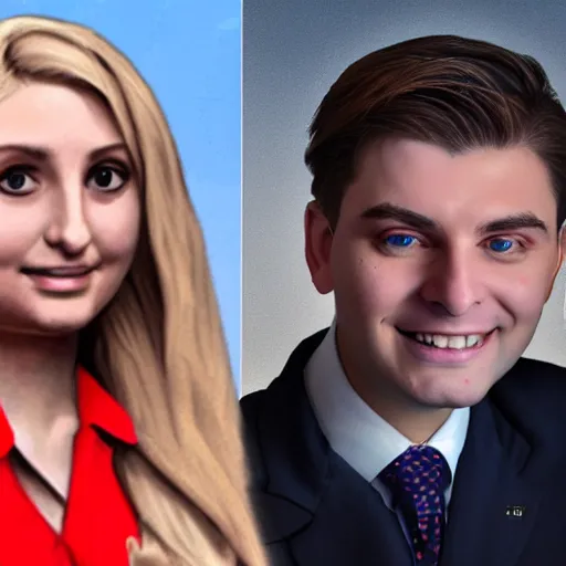 Prompt: sketch of blonde lauren southern and nick fuentes together