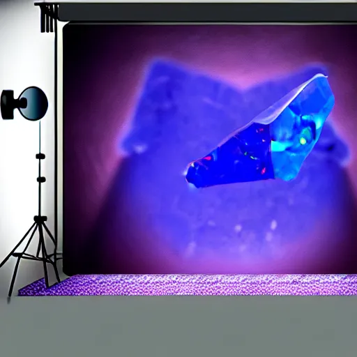 Image similar to a gemstone mineral in a dark studio room with Opal gemstone, professional digital matte painting.