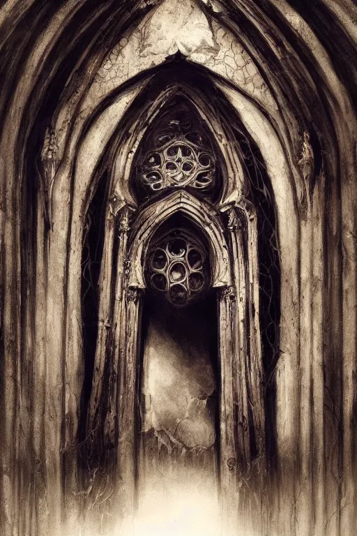 Prompt: Gothic Temple Entrance by Seb Mckinnon, trending on artstation, artstationHD, artstationHQ, 4k, 8k