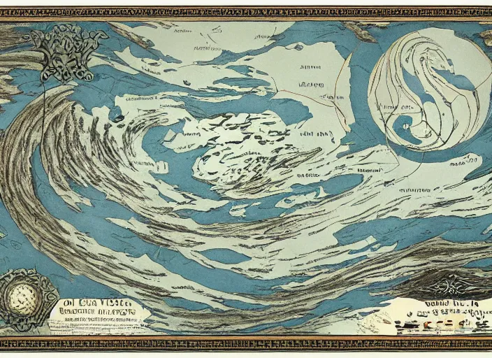 Image similar to old world ocean map depicting storms and whirlpools in the form of the aeolus. anemoi. blustering blast by charles simic