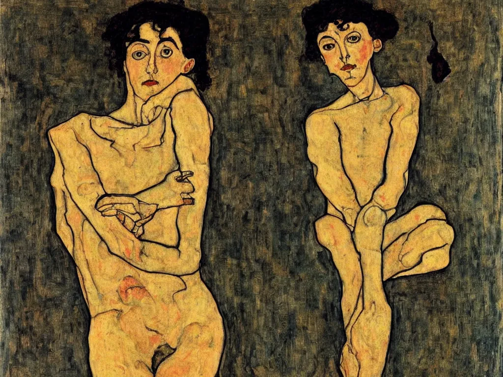 Image similar to Egon Schiele painting of female figure