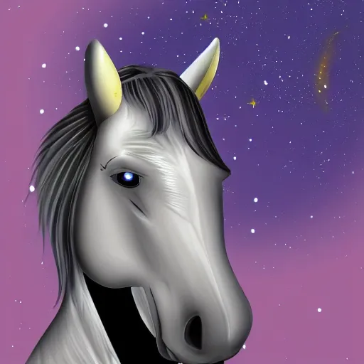 Image similar to horse in space digital art