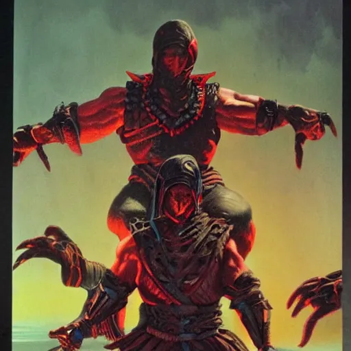 Image similar to Mortal Kombat cover art by Wayne Barlowe