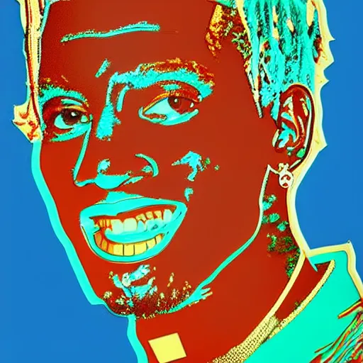 Prompt: andy warhol pop art travis scott gold chain detailed cell shaded