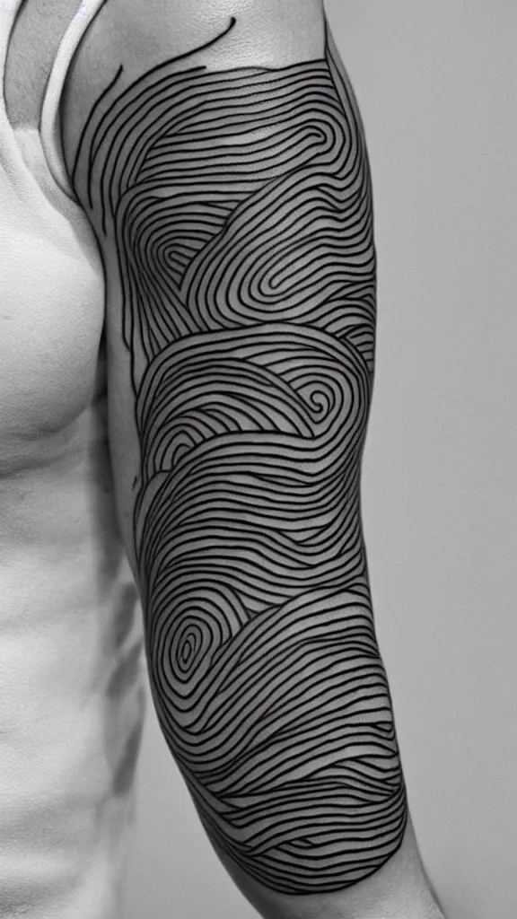 fine line art tattoo of a sine wave with abstract  Stable Diffusion   OpenArt