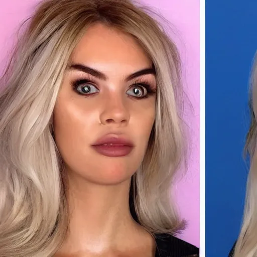 Prompt: influencer ruins good looks with trashy cosmetic surgery