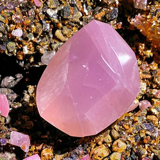 Prompt: pink quartz on wulfenite