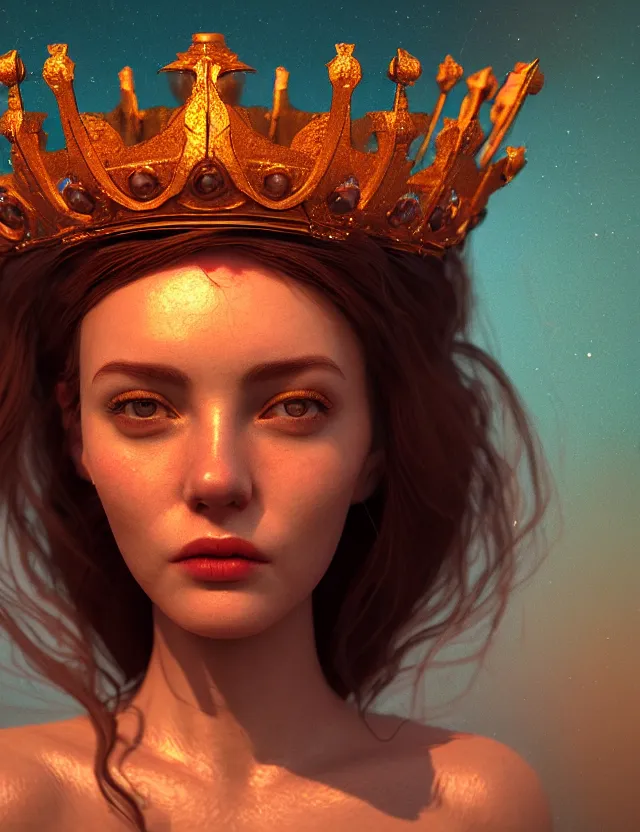 Image similar to blurred background. close-up portrait of a goddess in crown, by Artem Chebokha by Anka Zhuravleva, Anato Finnstark and Alena Aenami, Angus McKie, Anton Fadeev, octane render, unreal engine, cinematic counter light, high detail, octane render, 4k