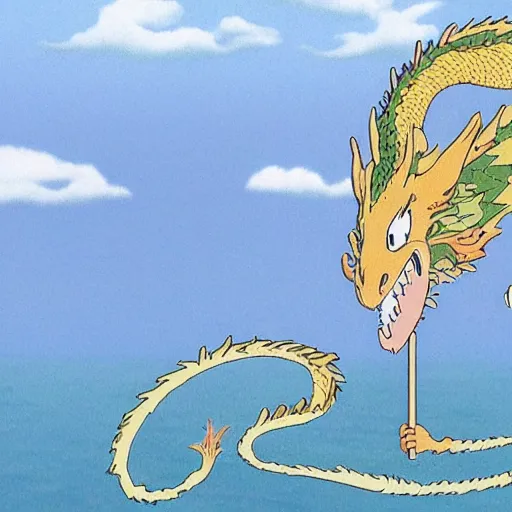 Image similar to a dragon made a straw, studio ghibli