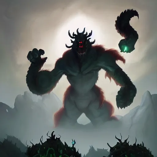 Image similar to rock monster spirit rock shadow fiend from dota 2, dnd style, epic fantasy game art, by Greg Rutkowski, hearthstone artwork