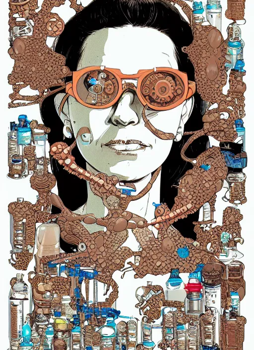 Image similar to portrait of a woman with biotech parts by Geof Darrow, 35mm focal length, hyper detailled, 4K