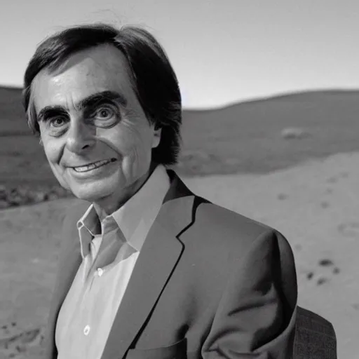 Image similar to extremely detailed photo of carl sagan in mars, detailed face