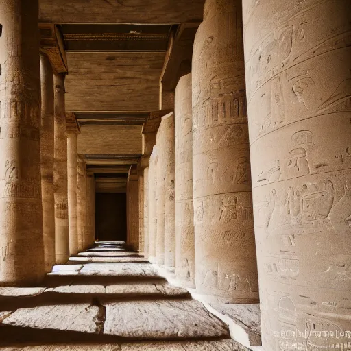 Prompt: Interior of an ancient egyptian temple, photography, award winning, 8k