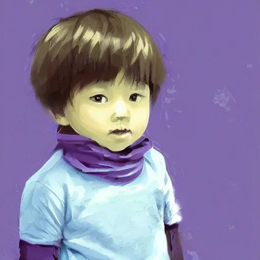 Image similar to cute little boy, purple color palette, art made by mitsuhiro kimura,