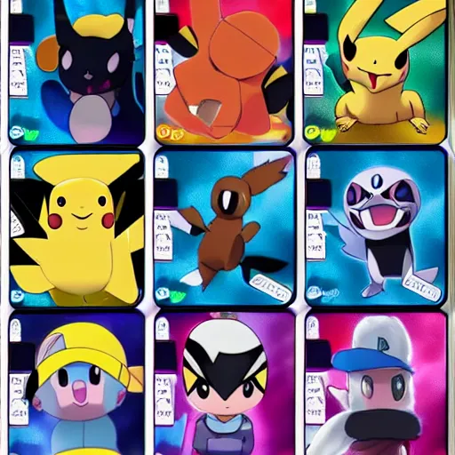 Image similar to pokemon cards with snooki, joe biden, nicki minaj, kim kardashian, osama bin laden, pokemon anime style, hd 8k image high detail, at target