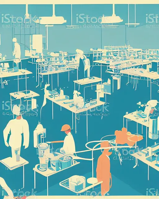 Image similar to science lab. clean cel shaded vector art. minimalist illustration art by tatsuro kiuchi and kilian eng