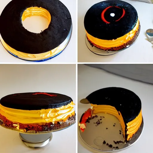 Prompt: A black hole cake