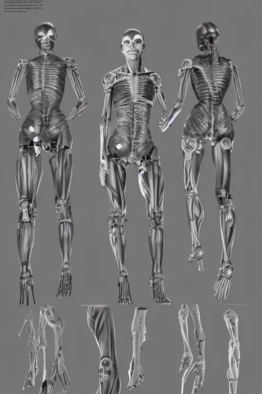 full body female human anatomy concept, cyborg