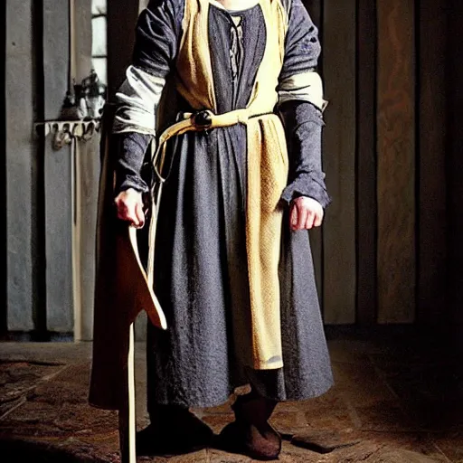 Prompt: 2 0 0 4 photograph, medieval inspired menswear fashion