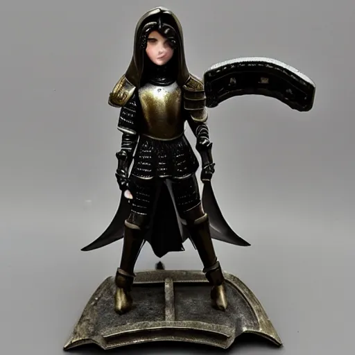 Image similar to girl with medieval armor sad mart city of night series figurine toy design