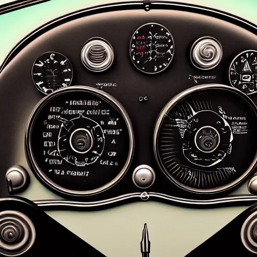 Image similar to photorealistic control panel from the 1 9 5 0's in a car featuring ejection seats, weapons control, and hyperdrive, realistic, 8 k resolution, front view