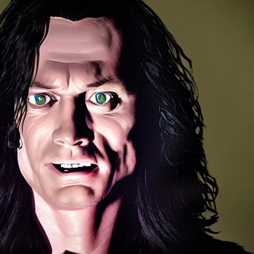 Image similar to tommy wiseau, hyperrealistic, photorealistic, hyperdetailed, horror lighting