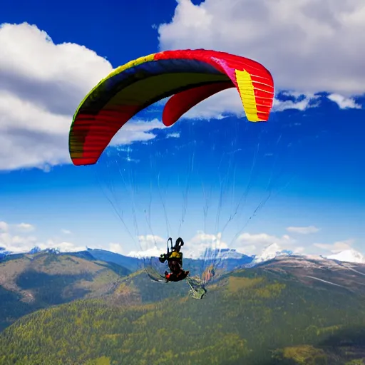 Image similar to a bear paragliding, photo, 8 k resolution